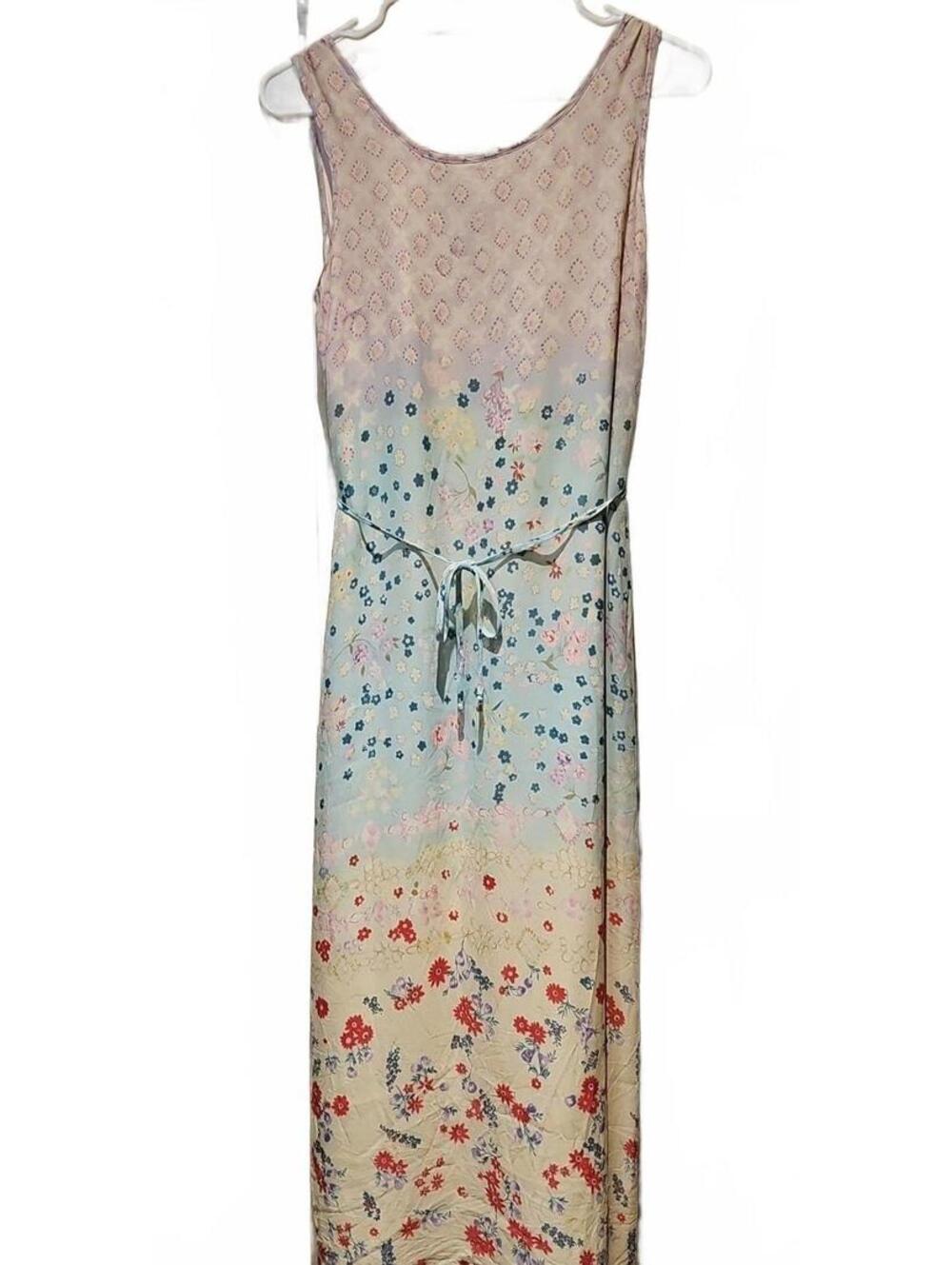 Bloomingdale’s silk slip on sheath dress women’s size 6 mixed floral ombre maxi